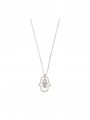 925 Silver Rhodium Plated Pendant Necklace adorned with Clear Man made Cubic Zirconia