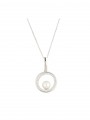 925 Silver Rhodium Plated Pendant Necklace decorated with Man made Cubic Zirconia and Synthetic pearl