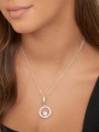 925 Silver Rhodium Plated Pendant Necklace decorated with Man made Cubic Zirconia and Synthetic pearl