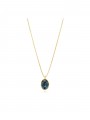 Gold Plated Pendant Necklace decorated with Blue Man made Swarovski Crystal