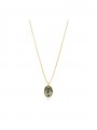 Gold Plated Pendant Necklace adorned with Gray Man made Swarovski Crystal