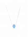 925 Sterling Silver Pendant Necklace styled with Blue Man made Opal