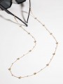 Gold Plated Glasses necklace styled with White Synthetic pearl