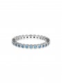 925 Silver Rhodium Plated Delicate Ring adorned with Sky Blue Man made Cubic Zirconia