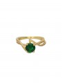 Gold Plated Delicate Ring styled with Green and Champagne Man made Cubic Zirconia