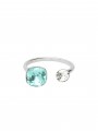 925 Silver Rhodium Plated Delicate Ring adorned with Sky Blue and Clear Crystal Glass