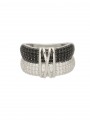 925 Silver Rhodium Plated Statement Ring decorated with Black and Clear Man made Cubic Zirconia