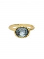 Gold Plated Delicate Ring styled with Sky Blue Man made Swarovski Crystal