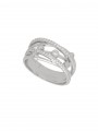 925 Silver Rhodium Plated Statement Ring adorned with Clear Man made Cubic Zirconia