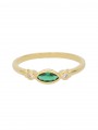Gold Plated Delicate Ring styled with Green and Clear Man made Cubic Zirconia