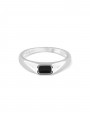 925 Silver Rhodium Plated Delicate Ring decorated with Black Man made Cubic Zirconia