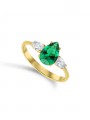 14K yellow gold ring inlaid with green zirconia stone