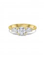 14K yellow gold ring inlaid with transparent zirconia stones