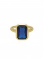 Gold Plated Delicate Ring adorned with Blue Man made Cubic Zirconia
