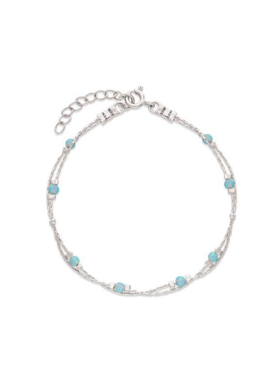 925 Sterling Silver Delicate Bracelets styled with Sky Blue Man made Opal