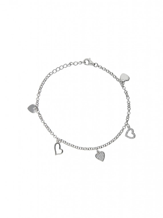 925 Silver Rhodium Plated Delicate Bracelets styled with Clear Man made Cubic Zirconia
