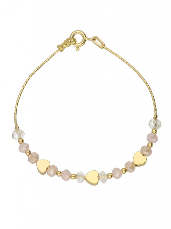 Gold Plated Delicate Bracelets decorated with Clear and Pink Crystal Glass