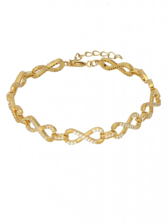 Gold Plated Festive Bracelets decorated with Clear Man made Cubic Zirconia