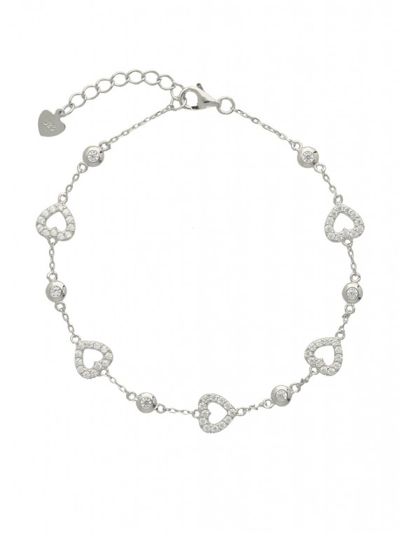 925 Silver Rhodium Plated Delicate Bracelets adorned with Clear Man made Cubic Zirconia