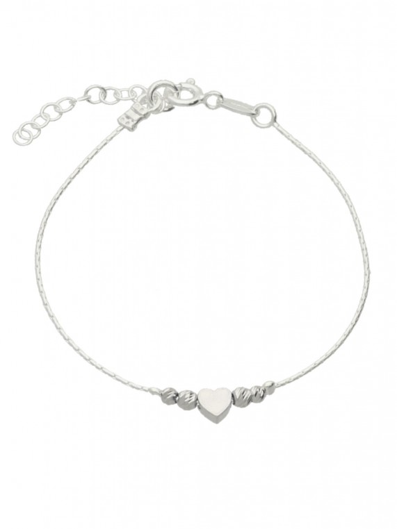 925 Sterling Silver and 925 Silver Rhodium Plated Delicate Bracelets Heart
