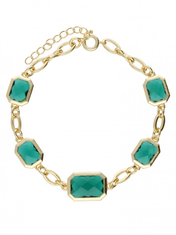 Gold Plated Festive Bracelets decorated with Green Crystal Glass