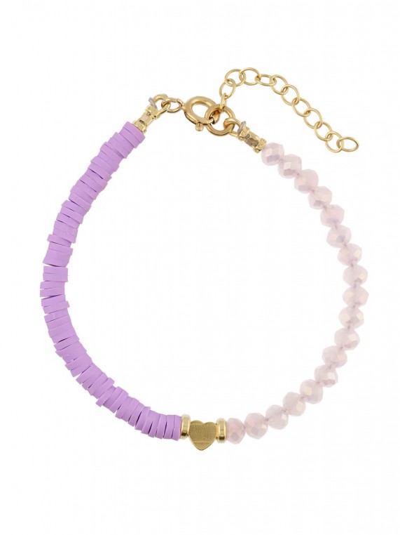Gold Plated Delicate Bracelets styled with Crystal Glass and Silicon beads