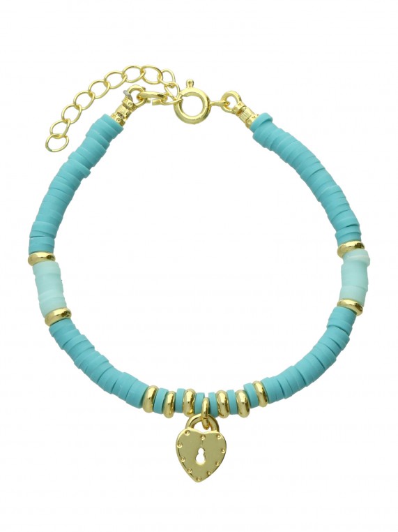 Gold Plated Delicate Bracelets adorned with Sky Blue Silicon beads