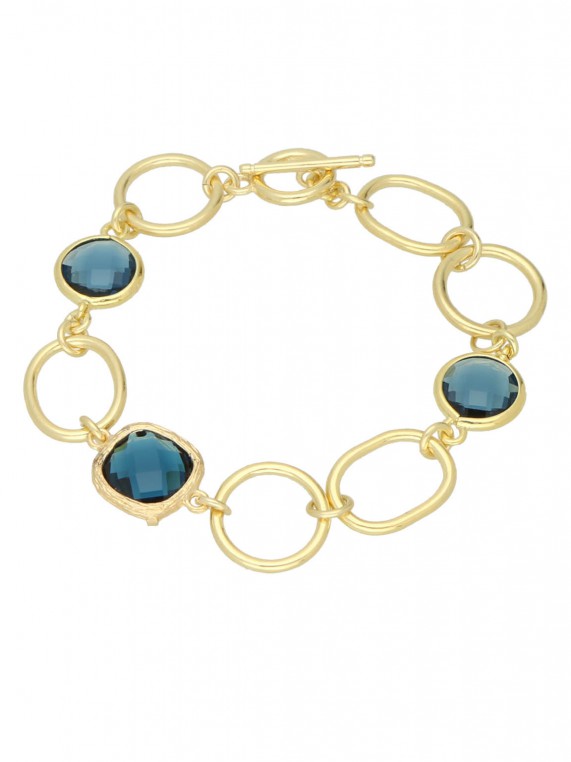 Gold Plated Festive Bracelets decorated with Blue Crystal Glass
