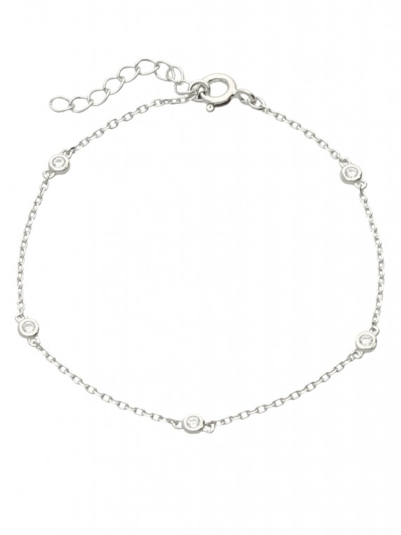 925 Silver Rhodium Plated Delicate Bracelets adorned with Clear Man made Cubic Zirconia