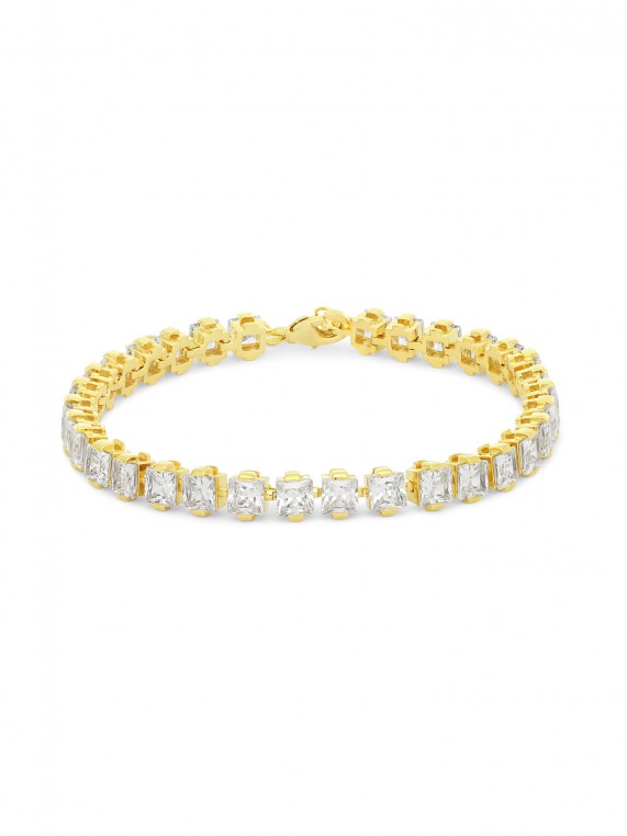 Gold Plated Festive Bracelets adorned with Clear Man made Cubic Zirconia