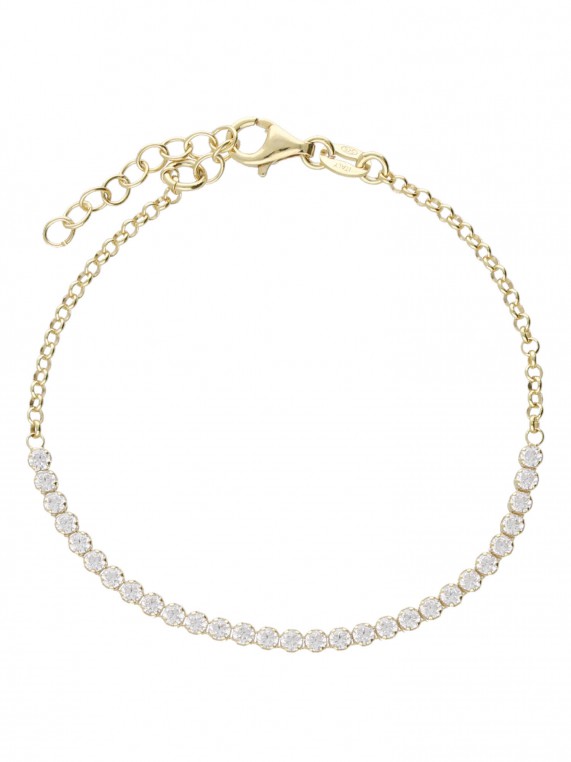 925 Sterling&Gold plated Delicate Bracelets decorated with Clear Man made Cubic Zirconia
