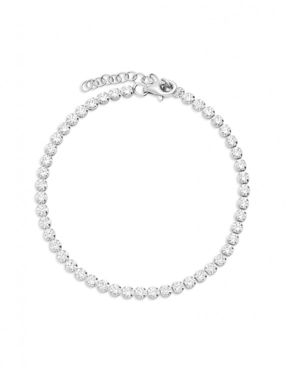 925 Silver Rhodium Plated Delicate Bracelets styled with Clear Man made Cubic Zirconia