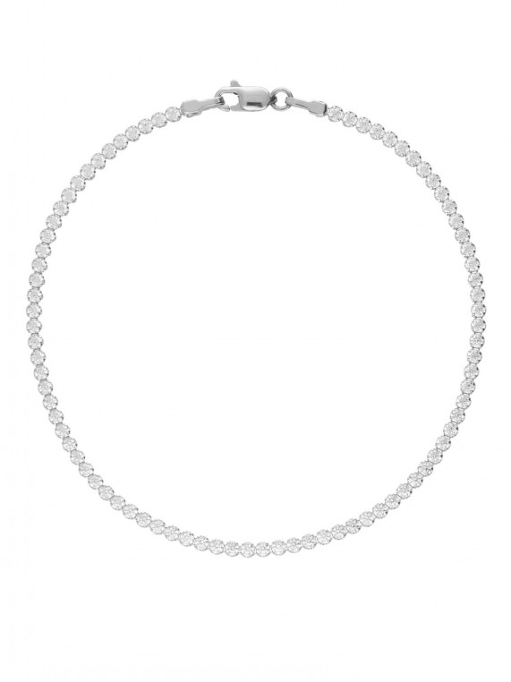 14K White Gold Bracelet with Clear Man made Cubic Zirconia