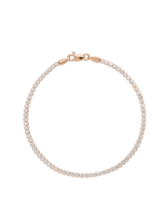 14K Rose Gold Bracelet with Clear Man made Cubic Zirconia