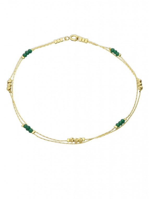Gold Plated Ankle Bracelets adorned with Green Crystal Glass