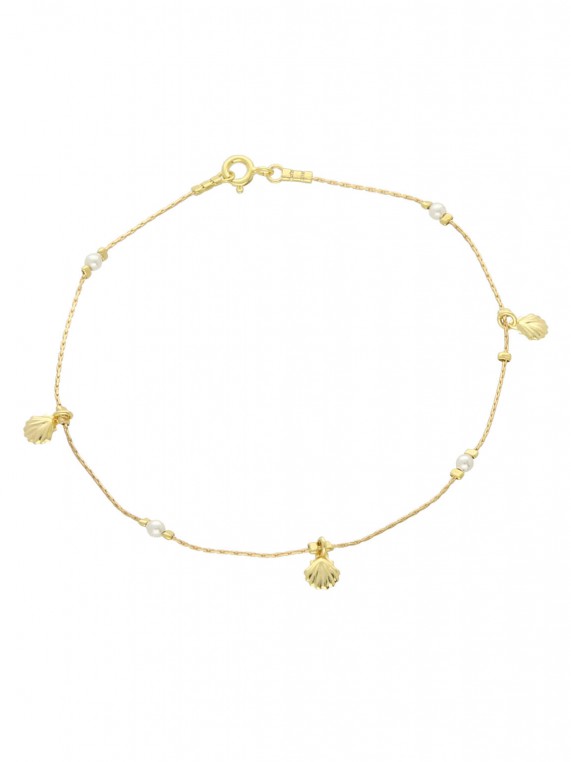 Gold Plated Ankle Bracelets adorned with Cultured Pearl
