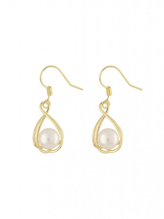 Gold Plated Drops adorned with Cultured Pearl
