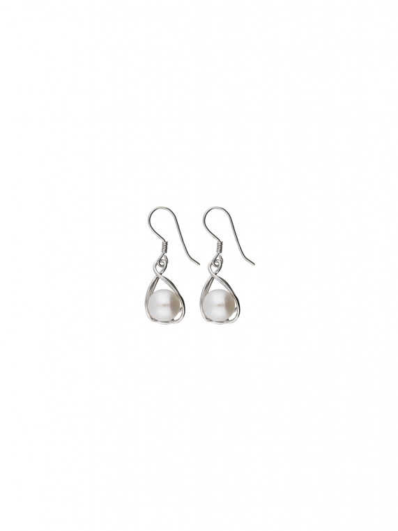 925 Silver Rhodium Plated Drops decorated with Cultured Pearl