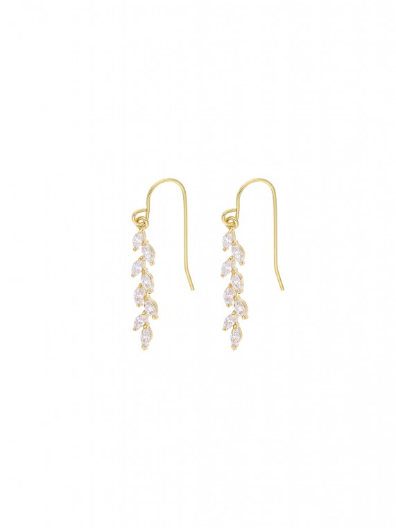 Gold Plated Drops decorated with Clear Man made Cubic Zirconia