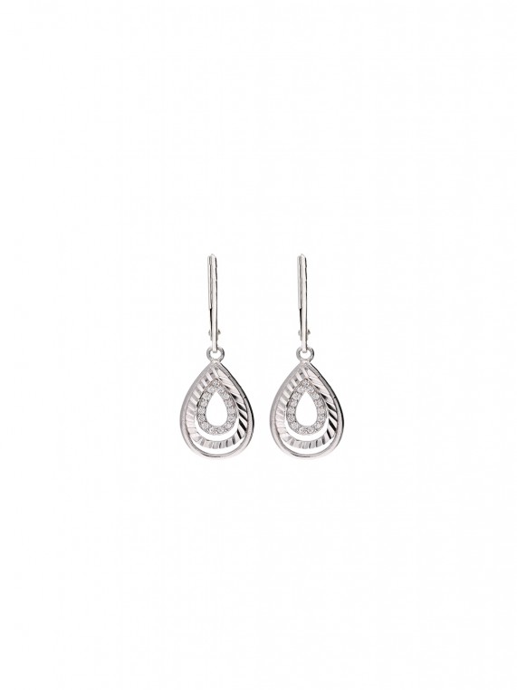 925 Sterling Silver Drops adorned with Clear Man made Cubic Zirconia