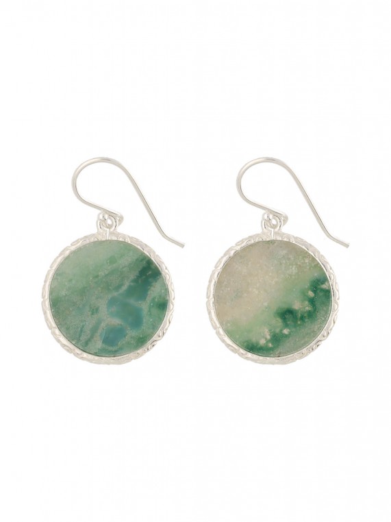 925 Sterling Silver Drops adorned with Green Man made Amazonite