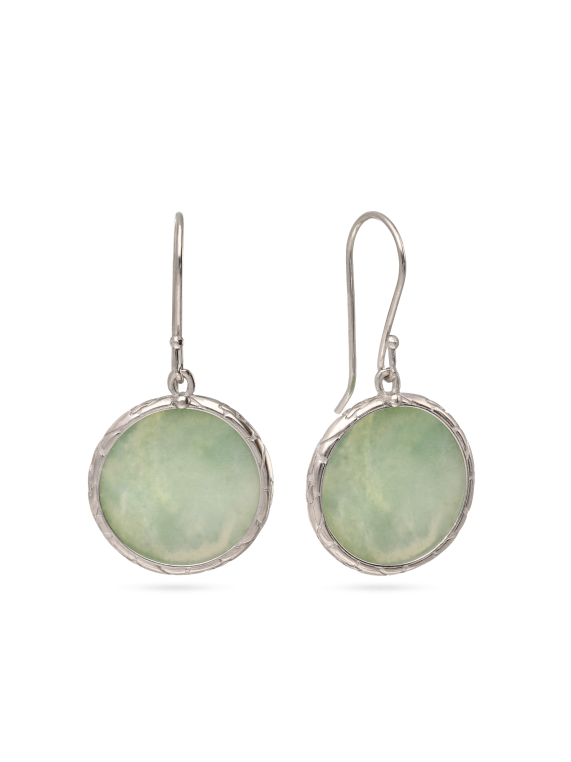 925 Sterling Silver Drops adorned with Green Man made Amazonite
