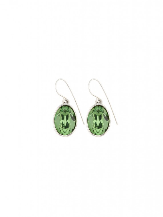 925 Sterling Silver Drops adorned with Green Man made Swarovski Crystal