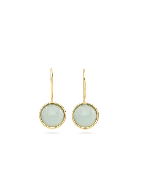 Gold Plated Drops decorated with Green Crystal Glass