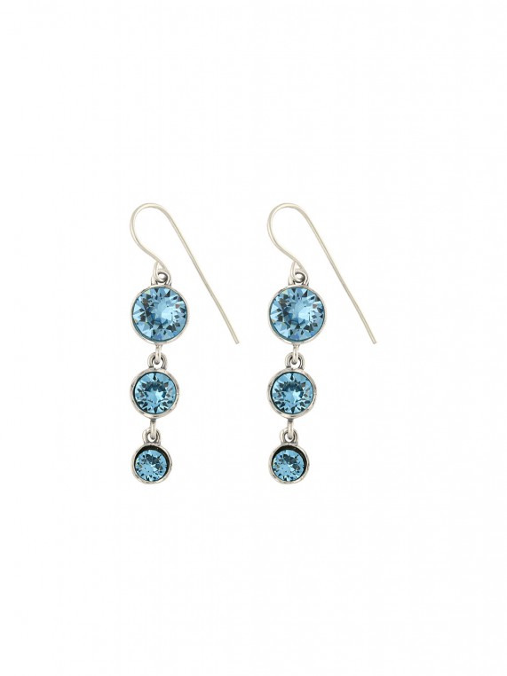 925 Sterling Silver Drops decorated with Sky Blue Man made Swarovski Crystal