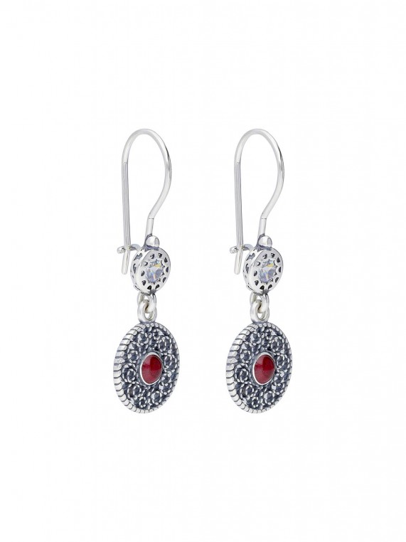 925 Sterling Silver Drops decorated with Man made Cubic Zirconia and Enamel