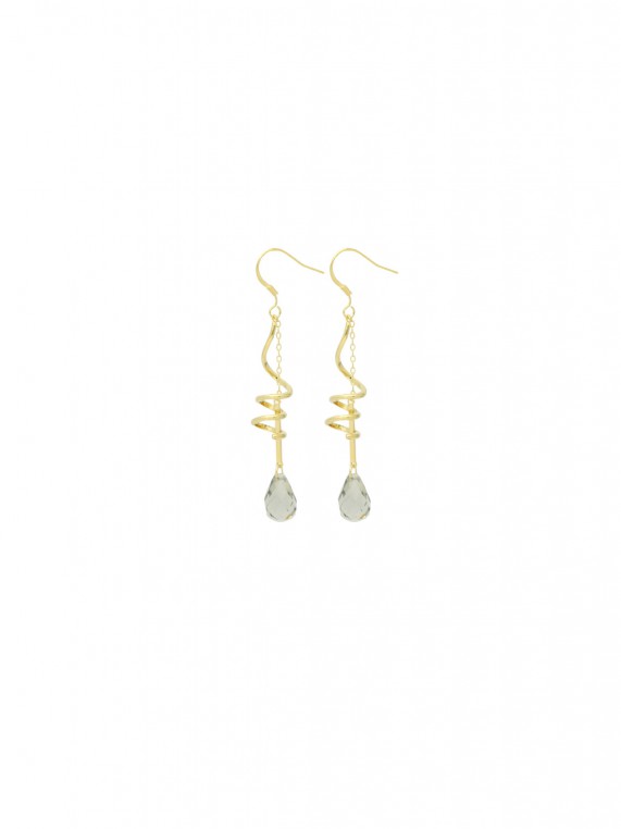 Gold Plated Drops decorated with Gray Crystal Glass