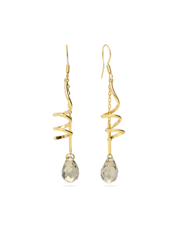Gold Plated Drops decorated with Gray Crystal Glass