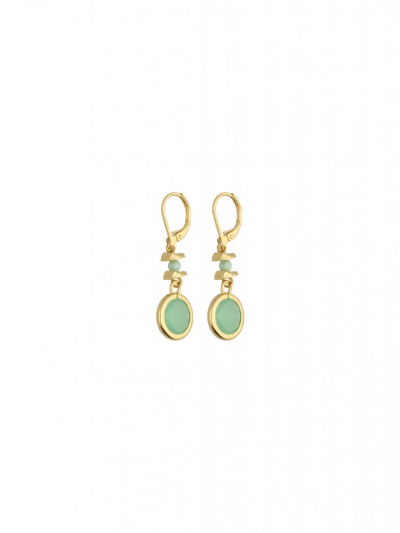 Gold Plated Drops decorated with Green Crystal Glass