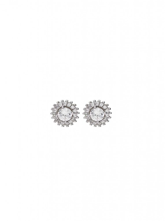 925 Silver Rhodium Plated Stud adorned with Clear Man made Cubic Zirconia